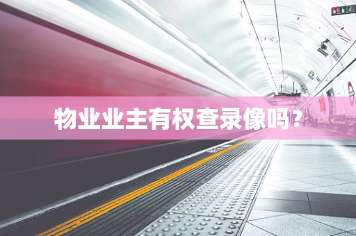 物业业主有权查录像吗？