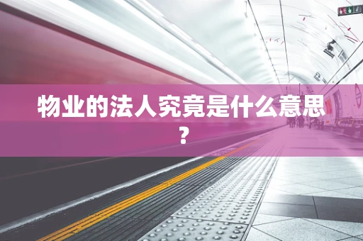 物业的法人究竟是什么意思？