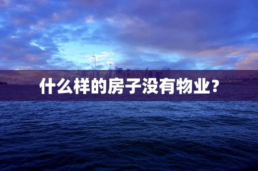 什么样的房子没有物业？